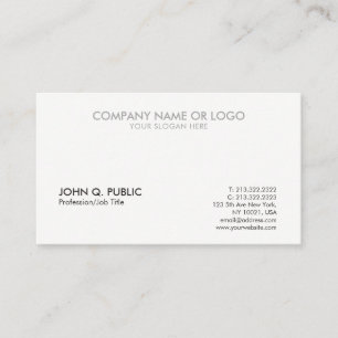 Modern Grey White Professional Clean Elegant Business Card