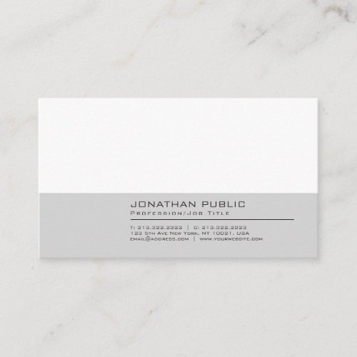 Modern Grey White Professional Elegant Plain Business Card
