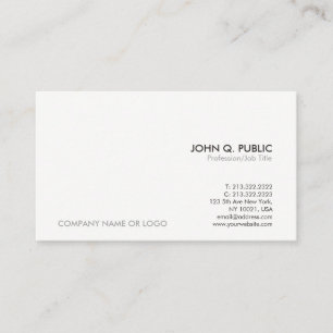 Modern Grey White Professional Simple Elegant Business Card