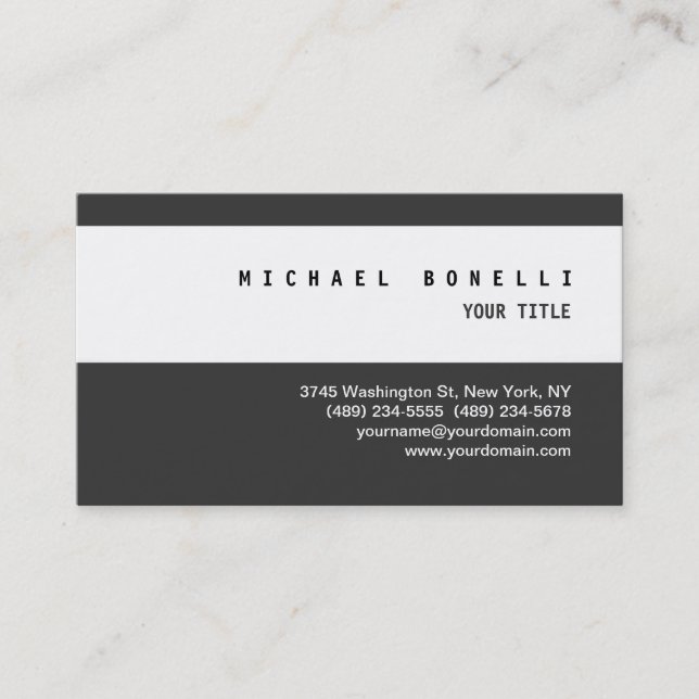 Modern Grey White Trend Professional Business Card (Front)