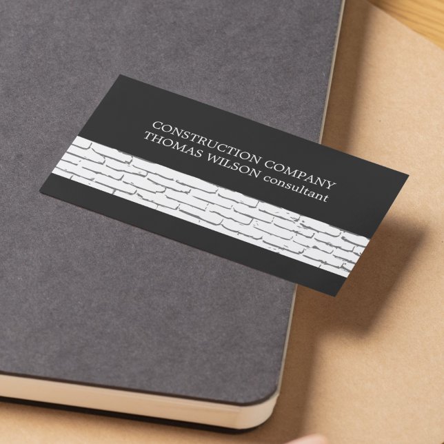 Modern Grey White Wall Construction Business Card (Creator Uploaded)