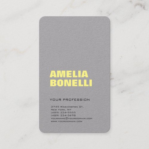 Modern Grey Yellow Bold Minimalist Professional Business Card