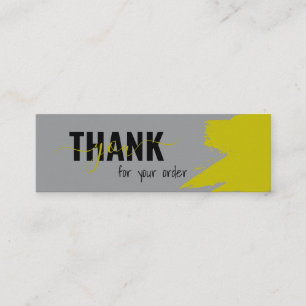 Modern Grey Yellow Scripted Thank You Mini Business Card