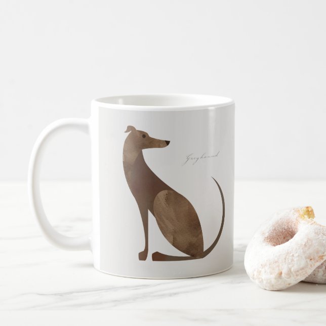 Modern Greyhound Dog Portrait Mug (With Donut)