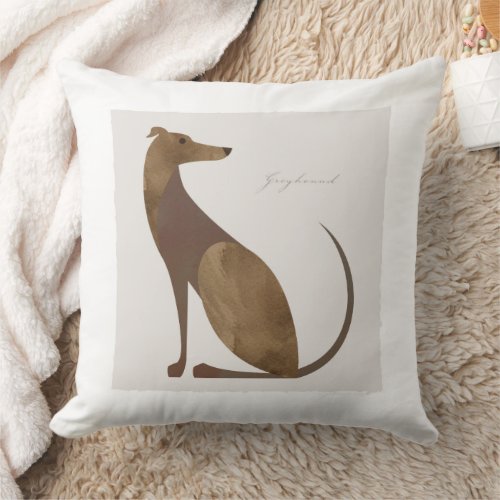 Modern Greyhound Dog Portrait Throw Pillow