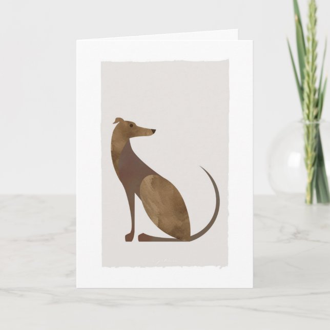 Modern Greyhound Portrait Letterpress Thank You Card (Front)