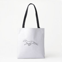 Modern Greyhound Single Line Art Shoulder Tote