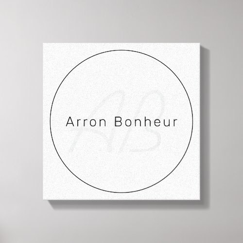 Modern Greys  Black  Cool Name  Monogram Canvas Print