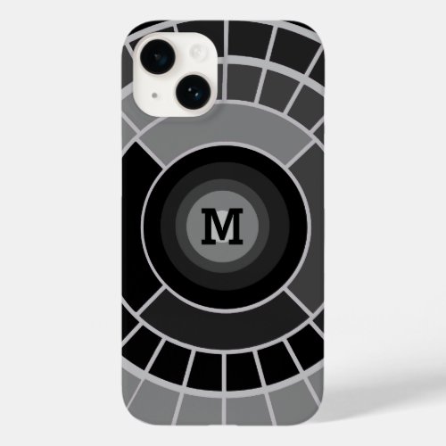 Modern Greyscale color wheel art monogram Case_Mate iPhone 14 Case
