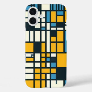 Modern Grid Abstraction – Mondrian-Inspired Geomet iPhone 16 Plus Case