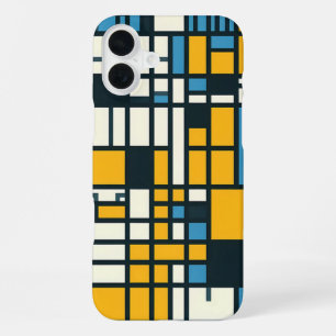 Modern Grid Abstraction – Mondrian-Inspired Geomet iPhone 16 Plus Case
