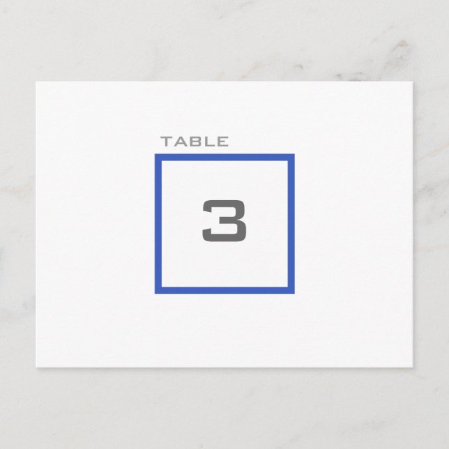 Modern Grid Blue Wedding Reception Table Numbers (Front)