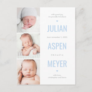 Modern Grid Editable Color Announcement Postcard