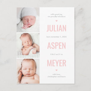 Modern Grid Editable Color Announcement Postcard