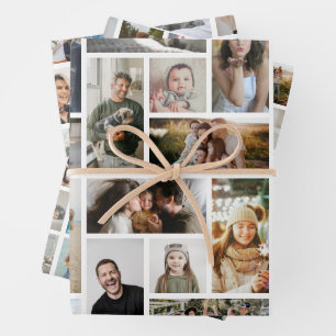 Modern Grid Photo Collage 'Create your Own' Wrapping Paper Sheets