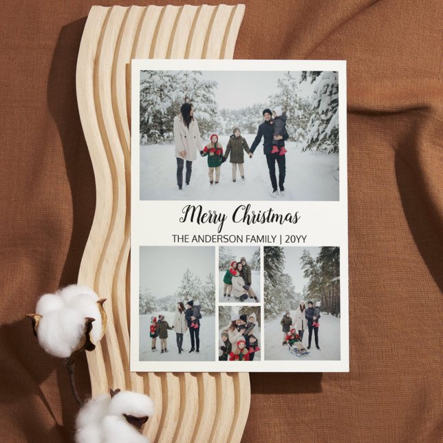 Modern Grid Photo Merry Christmas Holiday Card (Modern Grid Photo Merry Christmas Holiday Card)