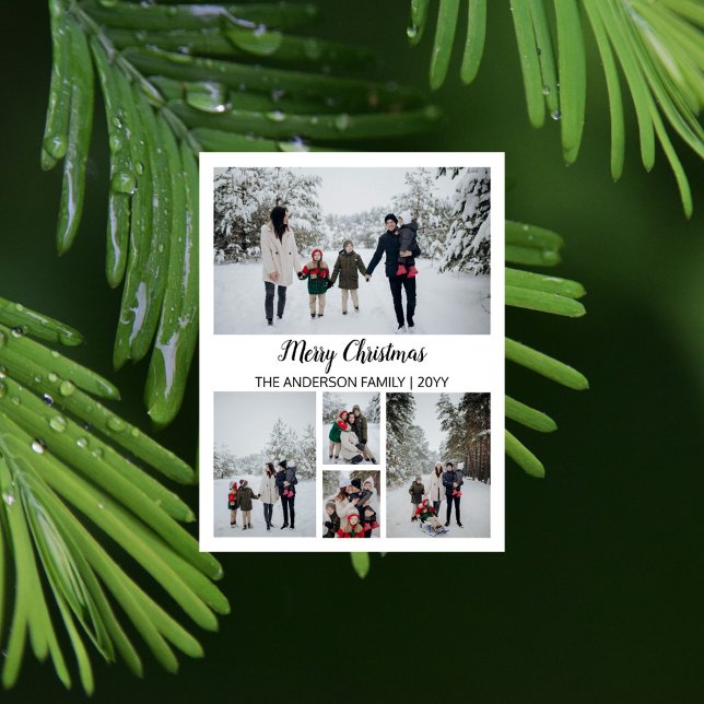 Modern Grid Photo Merry Christmas Holiday Postcard (Modern Grid Photo Merry Christmas Holiday Postcard)