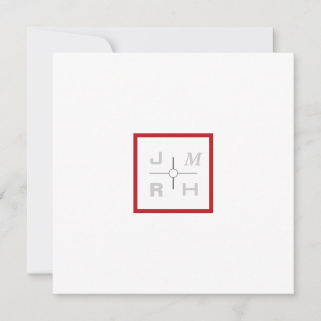 Modern Grid Red Wedding Invitation (Front)