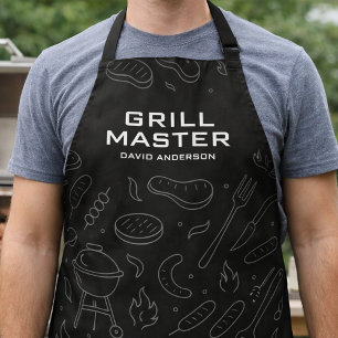 Modern Grill Master Typography with Minimal BBQ Apron