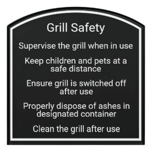 Modern Grill Safety Vacation Rental Sign