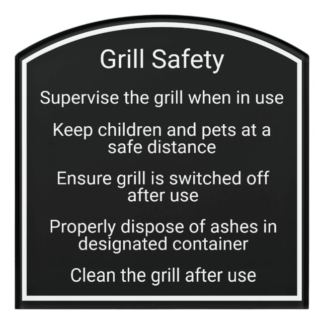 Modern Grill Safety Vacation Rental Sign (Contour Front)