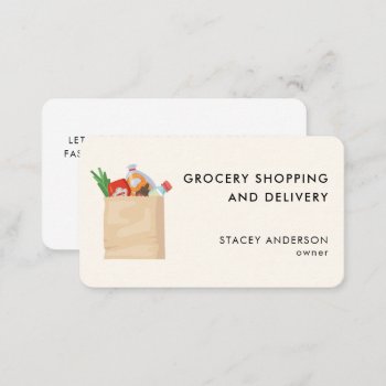 Modern Grocery Shopping Delivery Errands Help Business Card by oak_and_turner at Zazzle