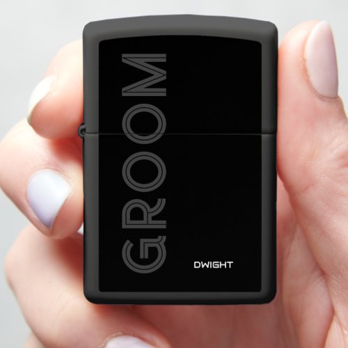 Modern Groom Black Typography Personalized Zippo Lighter