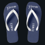 Modern Groom Navy Blue Wedding Party Flip Flops<br><div class="desc">Modern Groom navy blue wedding party flip flops featuring a clean and stylish design. Perfect for the groom and wedding party,  these comfortable flip flops are ideal for receptions,  dancing and relaxing while celebrating in modern,  effortless style.</div>