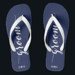 Modern Groom Navy Blue Wedding Party Flip Flops<br><div class="desc">Modern Groom navy blue wedding party flip flops featuring a clean and contemporary design. Perfect for the groom and wedding party,  these comfortable flip flops are ideal for receptions,  dancing and relaxing while celebrating in effortless style.</div>