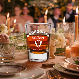 Modern Groom Personalized Wedding Shot Glass