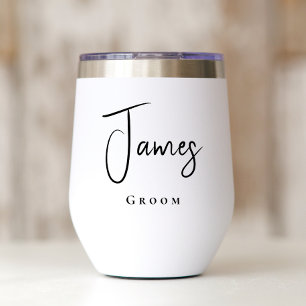 Modern Groom Wedding Thermal Wine Tumbler