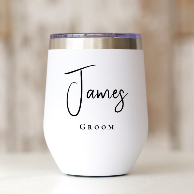 Modern Groom Wedding Thermal Wine Tumbler (Creator Uploaded)