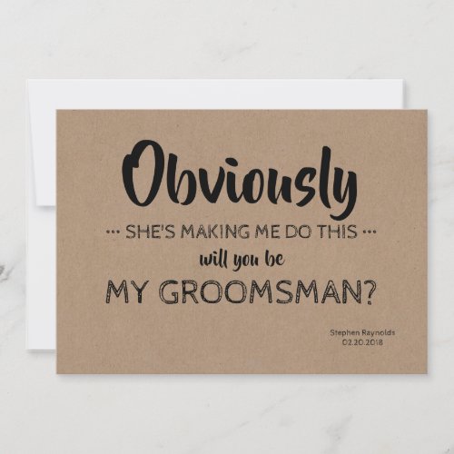 Modern  GROOMSMAN  BEST MAN Funny Proposal Invitation