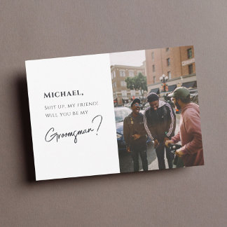 Modern Groomsman Card with Photo
