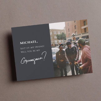 Modern Groomsman Card with Photo