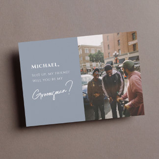 Modern Groomsman Card with Photo