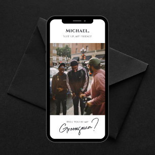 Modern Groomsman Card with Photo