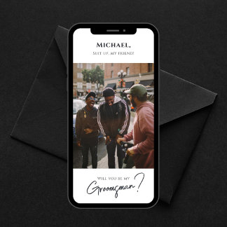 Modern Groomsman Card with Photo