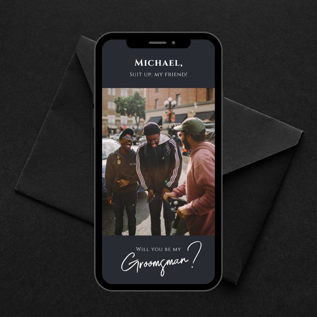 Modern Groomsman Card with Photo (Creator Uploaded)