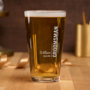 Modern Groomsman Gift or Best Man Gift Pint Glass