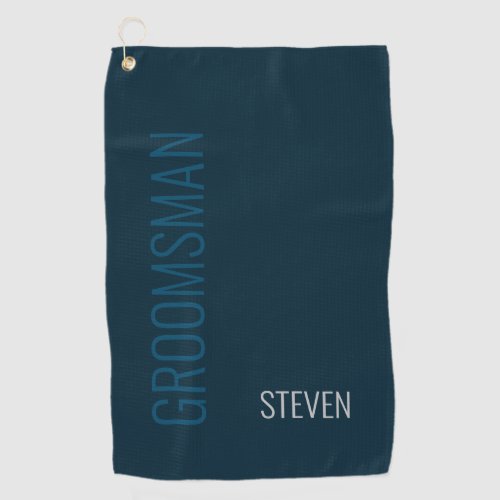 Modern Groomsman Monogram Navy Blue Personalized Golf Towel