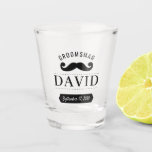 Modern Groomsman Mustache Name Wedding Shot Glass Modern Groomsman Mustache Name Wedding Shot Glass