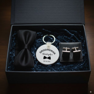Modern Groomsman Personalized Wedding Keychain