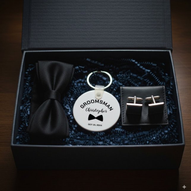 Modern Groomsman Personalized Wedding Keychain (Creator Uploaded)