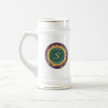 Modern Groomsmen Beer Stein<br><div class="desc">Elegant,  modern,  jewel tones,  gold,  plum purple,  yellow and emerald green monogrammed Groomsman Beer Stein,  with monogram - initial and name.</div>