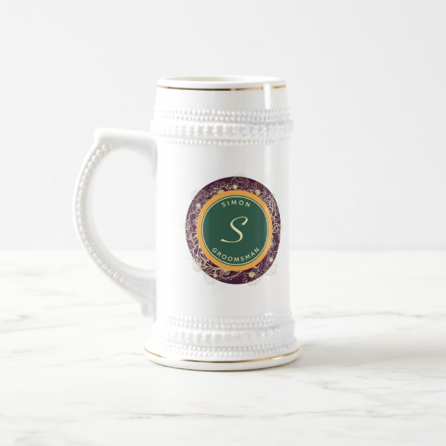 Modern Groomsmen Beer Stein (Left)
