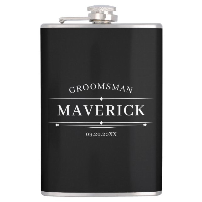 Modern Groomsmen Gift Classic Wedding Favor Custom Flask (Front)