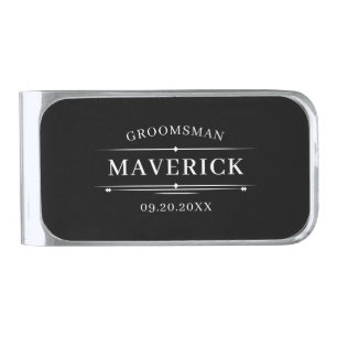 Modern Groomsmen Gift Classic Wedding Favor Custom Silver Finish Money Clip