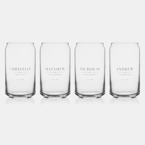 Modern Groomsmen Gift Elegant Best Man Wedding Can Glass