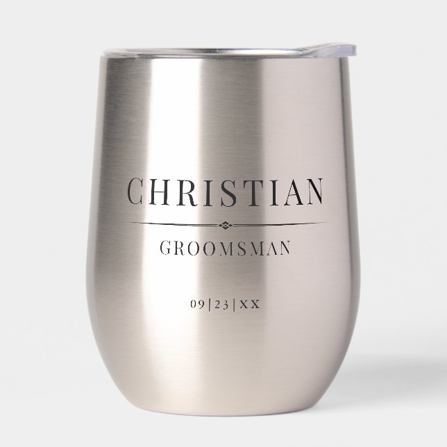 Modern Groomsmen Gift Elegant Best Man Wedding Thermal Wine Tumbler (Left)